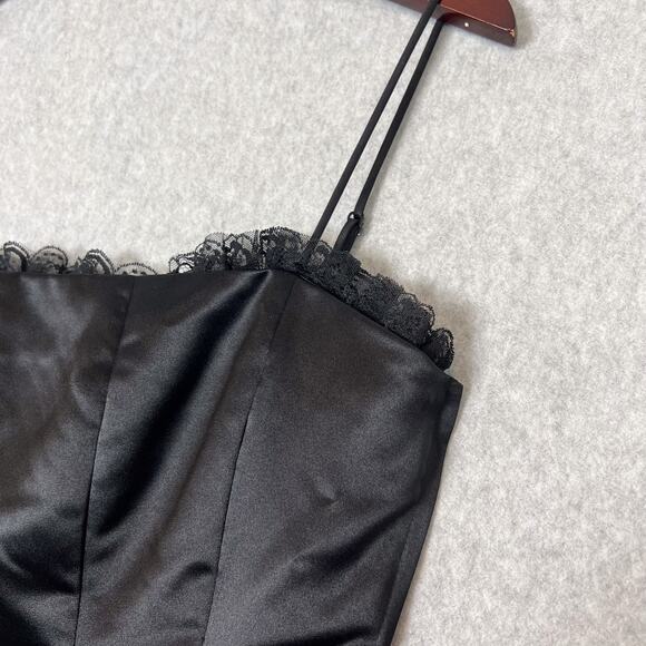 BCBGMaxazria Black A Line Lace Hem Midi Dress Size 4 - Picture 5 of 9